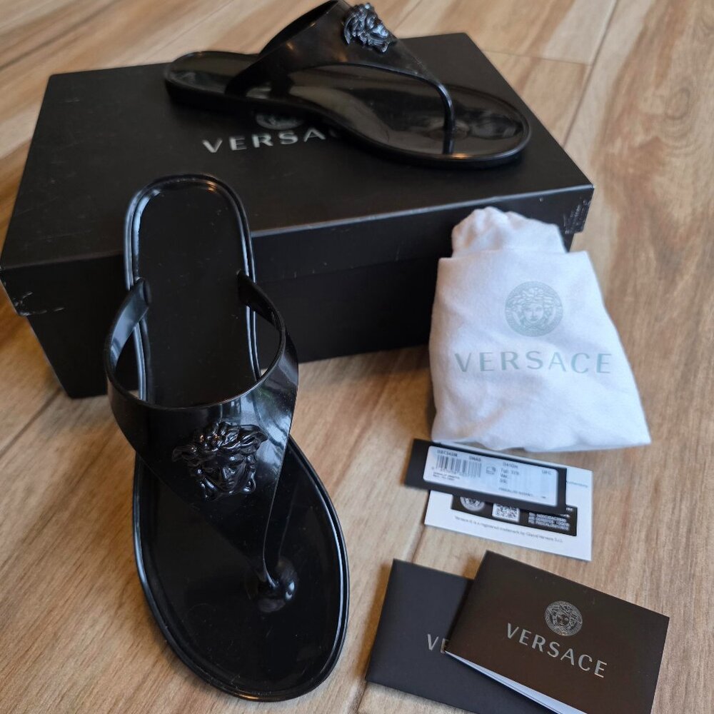 Versace  Black Jelly Glossy Medusa Sandals Eur. 37